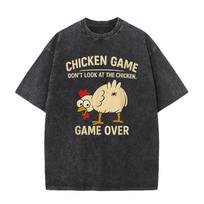Funny Chicken Game Graphic Men's T-Shirt Don't Look At The Chicken Printed Short Sleeve Tee Women's Tee Tops S