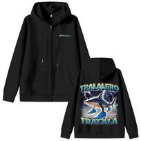 Tralalero Tralala Funny Shark Meme Zipper Hoodie Men's Casual Humor Zip Up Jacket Men Women Fashion Sweatshirts S
