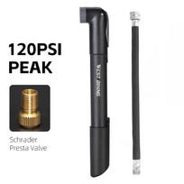 WEST BIKING Bicycle Mini Air Pump 120PSI Portable Schrader Presta Bike Hand Pump MTB Road Cycling Extend Trachea Removable Pump 120PSI Black