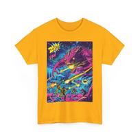Comic Book Space Battle Tee Retro Astronaut Monster Shirt Sci-Fi Vintage T-Shirt M