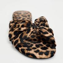 2024 2024 Pavasaris Nauji Moteriški Batai Leopardiniai Raštai Mazgo Dekoracija Europos ir Amerikos Stilius Žemas Kulnas Plokšti Basutės Atviras Pirštas Šlepetės 38 leopardo rašto spalva
