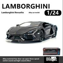 1/24 Scale Lamborghini  Revuelto Alloy Toy Car Toys Sprayable Lifting Tail Wing Acoustic and Light Return Force Trend Sports Car Model Play juoda