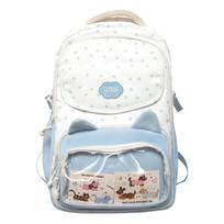 Stars Print Backpack Junior High School Students Class Book Bag Girls Large Capacity Schoolbag mėlyna