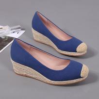 Loafers Pleištai Espadrilės Moterims Siurbliai Laisvalaikio užsegami batai Moterims Patogus vaikščiojimas Elegantiški batai su kulnais Zapatos De Damas Elegantes 34 mėlyna