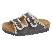 Fashion Flat Slippers Women Men Slippers Luxury Indoor Bottom Non Slip Cork Slippers Women's Beach Outdoor Home Flip Flops Sandals 35 pilka