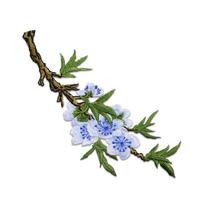 1 Piece Iron on Patch Embroidered Pink Yellow Peach Blossom Branch Sticker for Clothing Bag DIY Decoration Accessories Applique