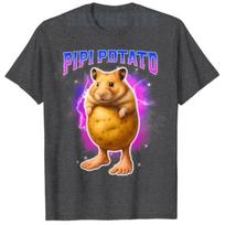 PIPI Potato Italian Brainrot Funny Hamster Meme T-Shirt Girls Fashion Y2k Hilarious Pipi Potato Graphic Saying Tee Novelty Gift S