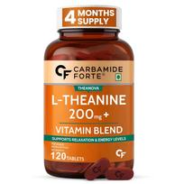 Carbamide Forte L Theanine 200mg with Vitamin B Complex 120 Veg Tablets for Focus Energy Mood Relaxation