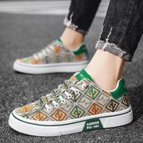 Summer New Canvas Shoes Vintage Print Breathable Anti-Odor Casual Shoes Men's Model 39