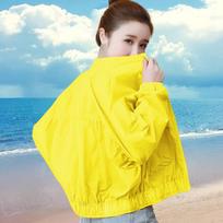 Sun Protection Clothing Women's Spring and Summer Breathable Outdoor Anti-ultraviolet Sun Protection Clothing Sun Protection Shirt Thin Jacket Short XS geltona