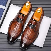 Wenzhou leather shoes men's 2025 new crocodile pattern embossed first layer cowhide business dress pointed leather shoes 38 ruda