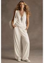 Women's V-Neck Sleeveless Vest & Wide-Leg Pants Two-Piece Set - Loose Fit, Casual Draped Style Extra Large beveik baltos spalvos