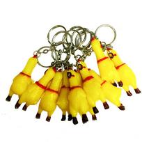 Creative Silicone Screaming Chicken Keychain: Cute Cartoon Chicken Ornament Bead Chain geltona