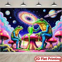 2D Colorful Galaxy Frog Backdrop for Trippy Art Style Events 47.2x31.5inch/120*80cm