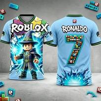 Boys Roblox Gaming T-Shirt 3D Cartoon Character Printed Jersey Style Short Sleeve Kids Summer Sports Casual Tee XXS