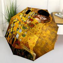 Gustav Klimt Art Nouveau Umbrella - Automatic Folding, 8 Ribs for Stability, Vibrant Floral & Geometric Design, Perfect Holida
