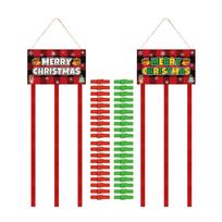 2x Christmas Card Holder with 40 Photo Clips for Bedroom Festival Decoration