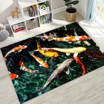 Luxurious Lucky Koi Fish Yin Yang Carp Rug, Cartoon Animal Non-Slip Floor Mat for Bedroom, Decorative Home Welcome Carpet 40x60cm