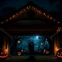 Halloween Garage Door Cover Cemetery Gate Banner Wall Backdrop Hangable For Outdoor Home Holiday Party Lawn Yard Garden China Mainland