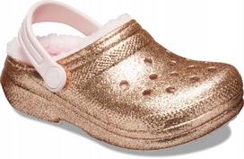 Crocs Classic Lined Glitter Clog K 207462 |C11/Eu 28-29| Gold/Barely Pink