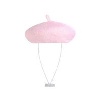 Adjustable Cat Beret Hat Adorable Cute Comfortable Cat Sunscreen Hat Wool Soft Pet Painter Hat for Cats and Dogs rožinė