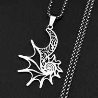 Koru Spiral Pattern Sun Moon Chain Women Men Stainless Steel Conch Totem Polynesian Maori Culture Tribal Necklace Jewelry Gift