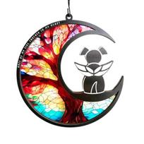 Pet Memorial Suncatcher Angel Cat Dog Sun Catcher Panel Stained Glass Window Hanging Ornaments Pet Loss Sympathy Gift for Pet Lovers A