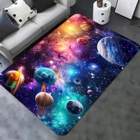Solar System Patterned Area Rug, Non Slip Floor Mat for Living Room Bedroom Kitchen and Study, Machine Washable Home Decor 40x60cm