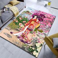 Multiple Sizes Japanese Kimono Scenic Pattern Carpet for Living Room Bedroom Sofa Home Decor Non-slip Floor Mat Luxury Gift 40x60cm
