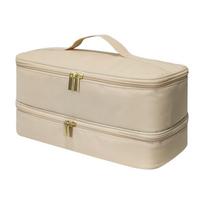 New Double Layer Portable Hair Dryer Organizer Bag Travel Pouch for Salon Tools Storage Essential 15x16x34cm smėlis