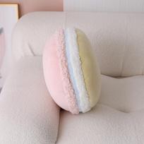 Prancūziškas makaronas Spalvota apvali pagalvė Realistiškas sumuštinio sausainio pagalvėlė Mergaitiška namų dekoracija Lova Sofa Minkštas jaukus akcentas 32x32cm rožinė