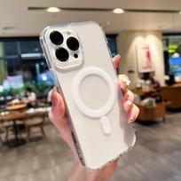 Magnetic Clear Case For iPhone 13 14 12 11 15 16 17 Pro Max Mini Plus 17 Air Shockproof Acrylic For Magsafe Back Cover iPhone 12 mini