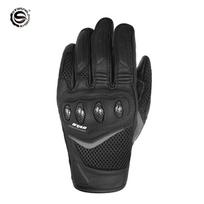 SFK Women Motorcycle Gloves Summer Breathable Goat Leather Carbon Fiber Protective Riding Gloves All-Season Touchscreen XS juoda