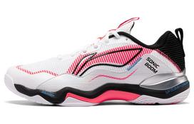Li Ning OP Textile, Synthetic Leather Abrasion Resistant Low top Badminton Shoes Unisex White Pink Black AYZU007-1 41