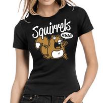 Squirrels Rule Comic Cartoon Squirrel Fun Comedy Lady Ladies Girlie T-Shirt Mens Womens Tees Top XL