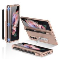 Magnetic Hinge For Samsung Galaxy Fold 4 5g Case Pen Slot Bracket Hard Cover Only Case(No Pen) rožinė