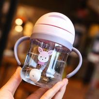 250 ml nešiojamieji vandens buteliai vaikams su šiaudais, mielas Kawaii animacinių filmų studentų mokyklos kelionių vaikams BPA nemokamo gėrimo puodelis rožinė