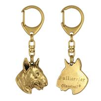 Bulterjeras, Bully III - Paauksuotas raktų pakabukas su šunimi dovanų dėžutėje, rankinės papuošalas, prabangus aksesuaras iš Art-Dog prekės ženklo
