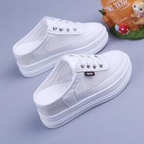 Fashion Women's Mules Shoes For Women 2024 Comfortable Wedge Heel Shoe Cute With Premium Platform Slippers Slipper Heeled White 35 balta