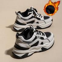 Winter Plus Velvet Warm Cotton Shoes Sports Thick-soled Casual Women's Shoes 40 juoda