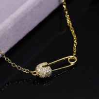 Fashion Choker Collares  Sterling Silver Pin Pendant Necklace for Women Hollow-out Mosaic Zircon Wedding Band  Bijoux auksas