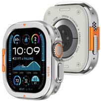 Prabangus aliuminio metalinis dėklas Apple Watch Ultra 3/2/1 49mm 11 10 46mm Kietas buferio rėmo apsauginis dėklas IWatch Series 11 10 For Ultra 3 2 1 49mm sidabras