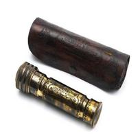 Handmade Brass Kaleidoscope with Leather Case Look Finish Nautical for Friends Family. black
