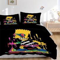 Bart Simpson Grafiti meno kūrinys Patalynės komplektas Antklodės užvalkalas Dovana miegamajam, Apima 1 užvalkalą ir 2 užvalkaliukus pagalvėms, Be užpildoB580 135x200cm
