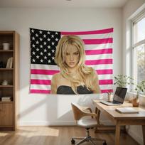 Britney Spears Tūkstantmečio Stiliaus Gobelenas JAV Vėliava Ikoniškas Portretas Y2K Estetika Sienos Kabinys Retro Kambario Dekoravimui 74x94cm(29x37in)