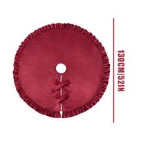 Velvet Tree Skirt 52 Inch Round Red Mat Decor Ruffle Tree Skirt For Holiday Fall Farmhouse Outdoor Haunted House Indoor raudona