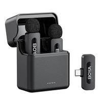 Boya V30 Wireless Microphone Lavalier Microphone for iPhone Android 100m Transmission Noise 36 Hours Battery Rotating Charging Case Compact Compatible