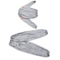 Sauna Suit Silver High Density PVC Fabric Sweat Suit with Elastic Cuffs Waist Leg Openings for Sports Fitness Workout L L