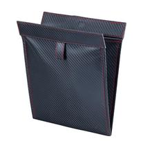 SEIWA WA173 Car Interior Trash Can Slim Odor Activated Carbon Front Seat Footwell Magnetic Carbon Fiber Look Small Item Detachable Hook - Foldable, juoda