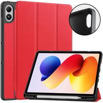 Case for Xiaomi Redmi Pad 2 Pro 12.1 inch 2025 TPU Leather Triple Fold Magnetic Cover for Redmi Pad 2Pro 12.1  with Pen Slot Redmi Pad 2Pro 12.1 raudona